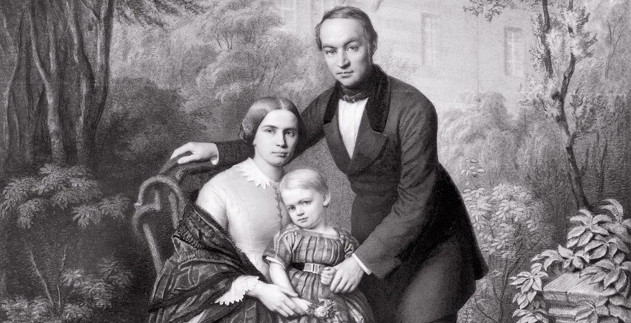 Lothar von Faber with his wife Ottilie and son Wilhelm