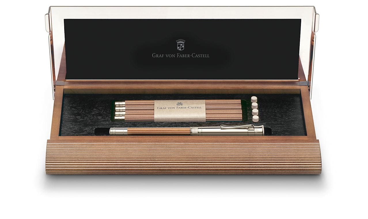 Graf-von-Faber-Castell - Plumier n°1 avec Crayon Excellence plaqué platine, cognac
