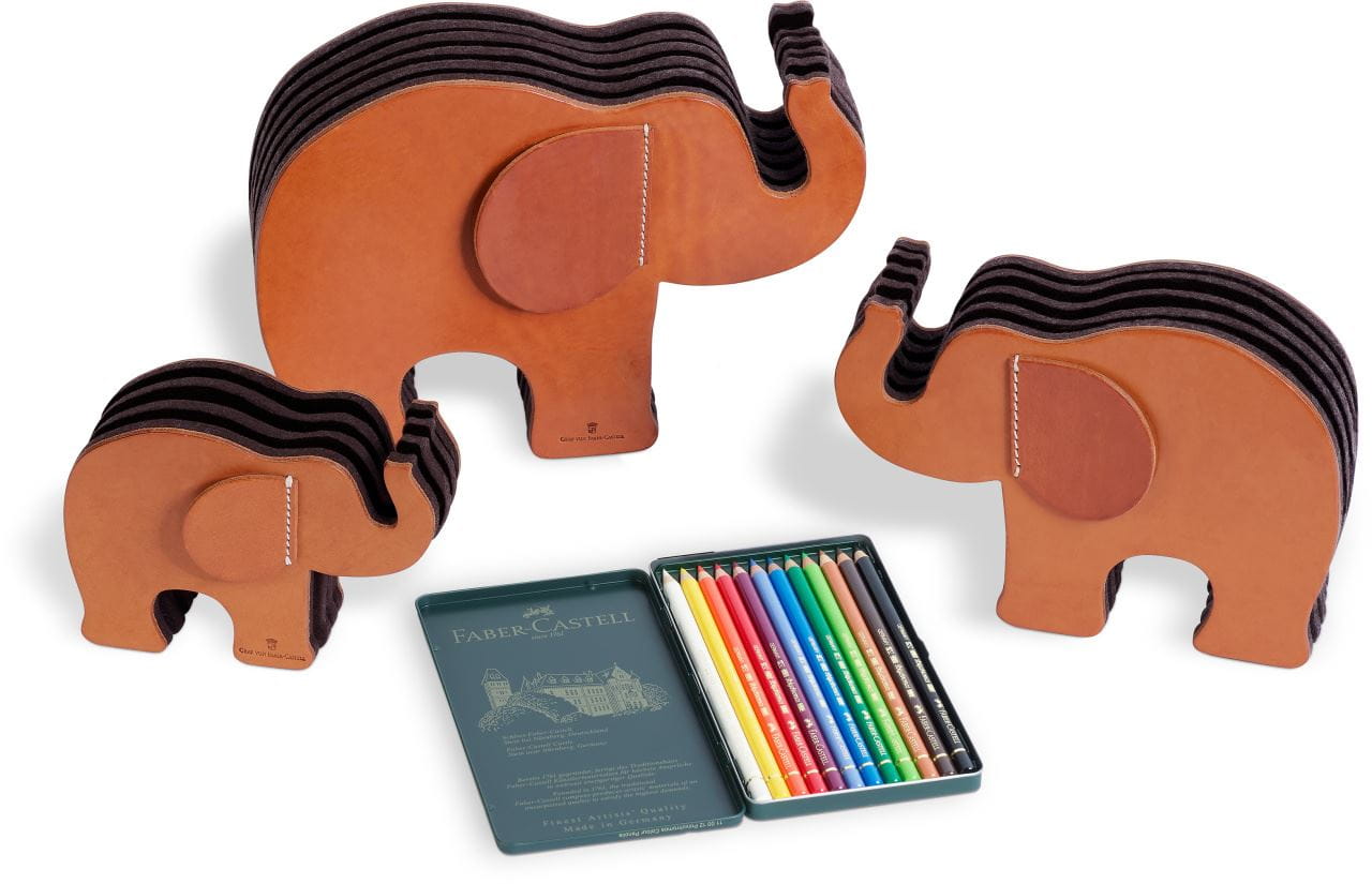 Graf-von-Faber-Castell - Eléphant en cuir de veau naturel, petit